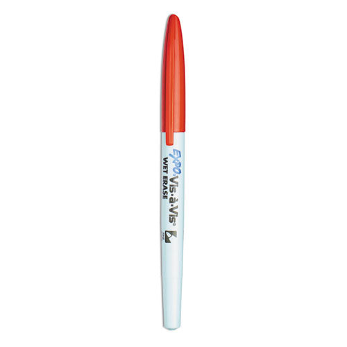 Vis-a-Vis Wet Erase Marker, Fine Bullet Tip, Red, Dozen-(SAN16002)