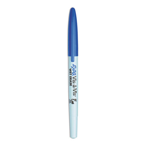 Vis-a-Vis Wet Erase Marker, Fine Bullet Tip, Blue, Dozen-(SAN16003)