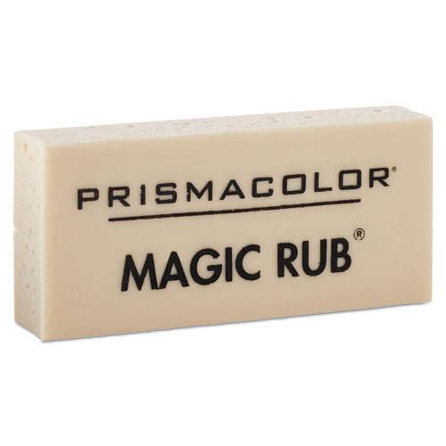 MAGIC RUB Eraser, For Pencil/Ink Marks, Rectangular Block, Medium, Off White, Dozen-(SAN73201)