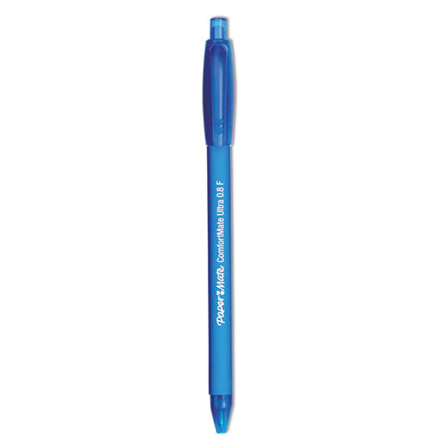 ComfortMate Ultra Ballpoint Pen, Retractable, Fine 0.8 mm, Blue Ink, Blue Barrel, Dozen-(PAP6360187)