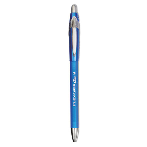 FlexGrip Elite Ballpoint Pen, Retractable, Medium 1 mm, Blue Ink, Blue Barrel, Dozen-(PAP85581)
