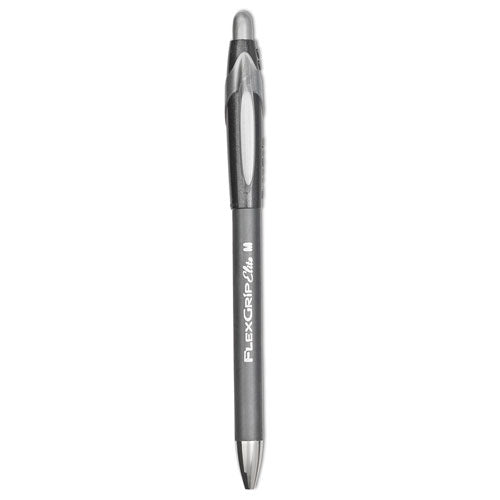 FlexGrip Elite Ballpoint Pen, Retractable, Medium 1 mm, Black Ink, Black Barrel, Dozen-(PAP85580)