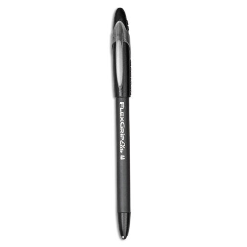 FlexGrip Elite Ballpoint Pen, Stick, Medium 1 mm, Black Ink, Black Barrel, Dozen-(PAP85585)