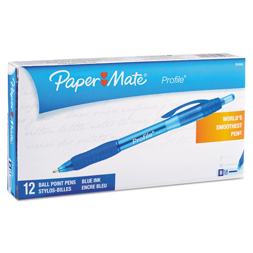 Profile Ballpoint Pen, Retractable, Bold 1.4 mm, Blue Ink, Blue Barrel, Dozen-(PAP89466)