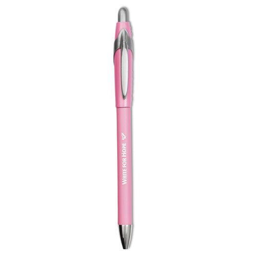 “Write for Hope” Edition FlexGrip Elite Ballpoint Pen, Retractable, Medium 1 mm, Black Ink, Pink Barrel, Dozen-(PAP70672)
