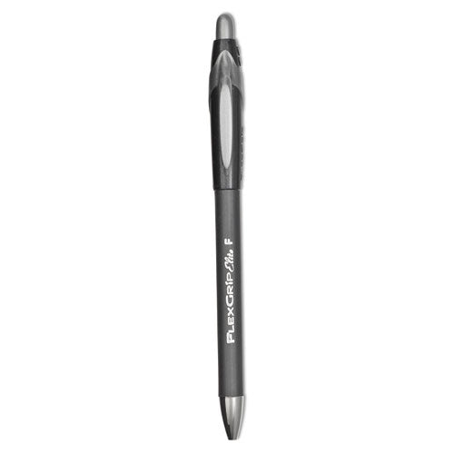 FlexGrip Elite Ballpoint Pen, Retractable, Fine 0.8 mm, Black Ink, Black Barrel, Dozen-(PAP85582)