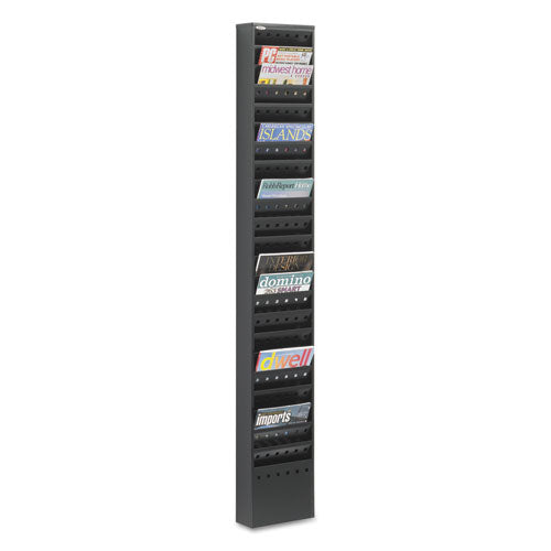 Steel Magazine Rack, 23 Compartments, 10w x 4d x 65.5h, Black-(SAF4322BL)