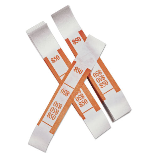 Color-Coded Kraft Currency Straps, Dollar Bill, $50, Self-Adhesive, 1000/Pack-(ICX94190059)
