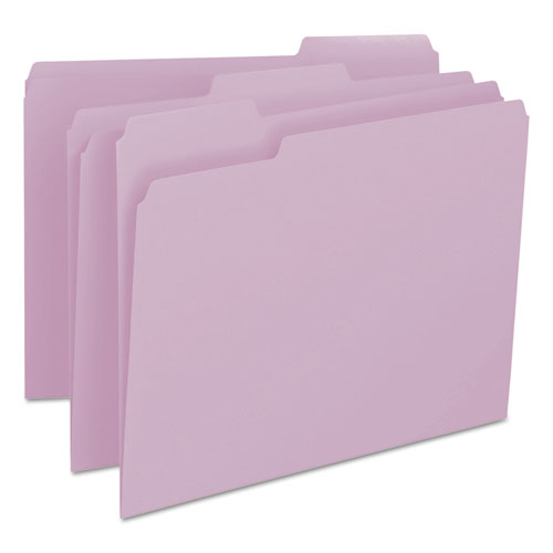 Colored File Folders, 1/3-Cut Tabs: Assorted, Letter Size, 0.75" Expansion, Lavender, 100/Box-(SMD12443)