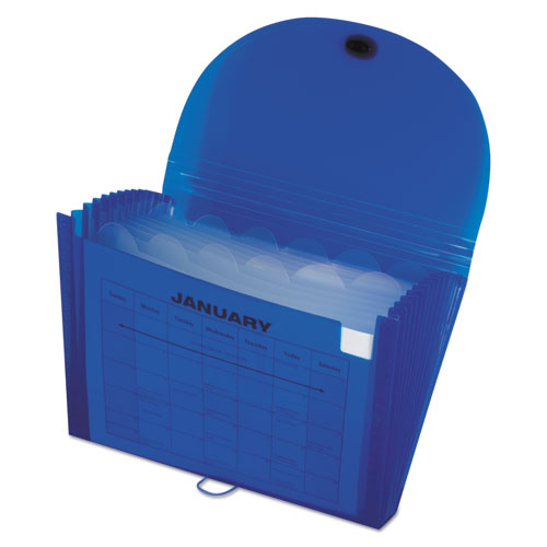 Expanding Files, 1.63" Expansion, 13 Sections, Cord/Hook Closure, 1/6-Cut Tabs, Letter Size, Blue-(CLI48315)