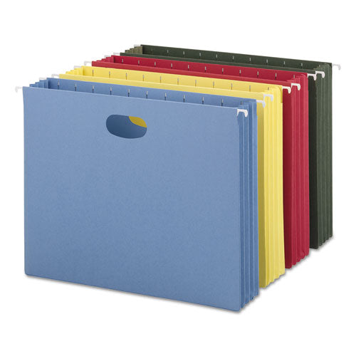 Hanging Pockets with Full-Height Gusset, 1 Section, 3.5" Capacity, Letter Size, Assorted Colors, 4/Pack-(SMD64290)