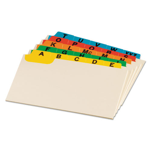 Manila Index Card Guides with Laminated Tabs, 1/5-Cut Top Tab, A to Z, 3 x 5, Manila, 25/Set-(OXF03514)