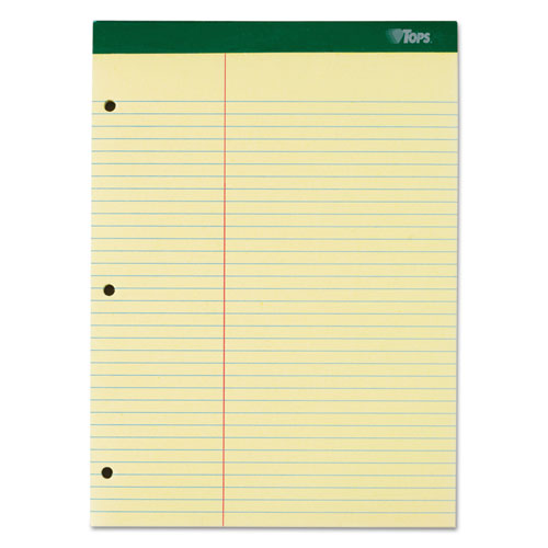 Double Docket Ruled Pads with Extra Sturdy Back, Pitman Rule Variation (Offset Margin-3" Left), 100 Canary 8.5 x 11.75 Sheets-(TOP63394)