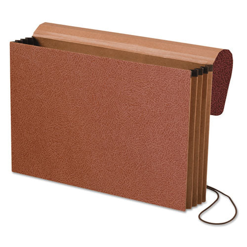 Standard Expanding Wallet with Fiber Gussets, 3.5" Expansion, 1 Section, Elastic Cord Closure, Legal Size, Red Fiber-(PFX1056ELOX)