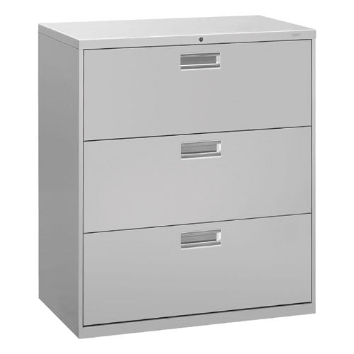 Brigade 600 Series Lateral File, 3 Legal/Letter-Size File Drawers, Light Gray, 36" x 18" x 39.13"-(HON683LQ)