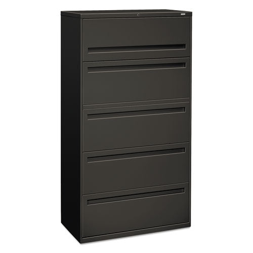 Brigade 700 Series Lateral File, 4 Legal/Letter-Size File Drawers, 1 File Shelf, 1 Post Shelf, Charcoal, 36" x 18" x 64.25"-(HON785LS)
