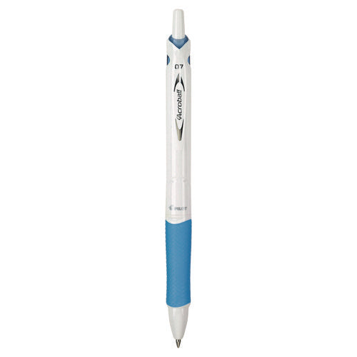 Acroball PureWhite Advanced Ink Ballpoint Pen, Retractable, Fine 0.7 mm, Black Ink, White/Blue Barrel-(PIL31850)
