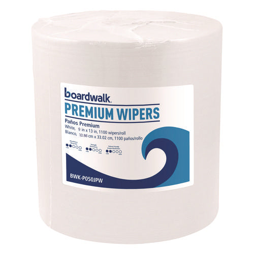 Hydrospun Wipers, 10 x 13, White, 1,100/Roll-(BWKP050JPW)