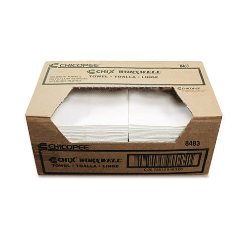 Durawipe Shop Towels, 13 x 15, Flat, White, 300/Carton-(CHI8483)