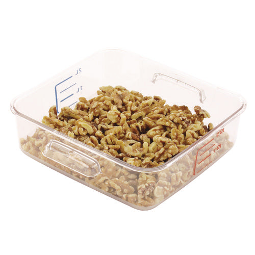SpaceSaver Square Containers, 2 qt, 8.8 x 8.75 x 2.7, Clear, Plastic-(RCP6302CLE)