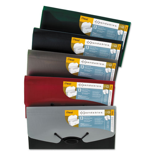Expandables Expanding File, 13 Sections, Cord/Hook Closure, 1/13-Cut Tabs, Check Size, Randomly Assorted Colors-(MEA35904)