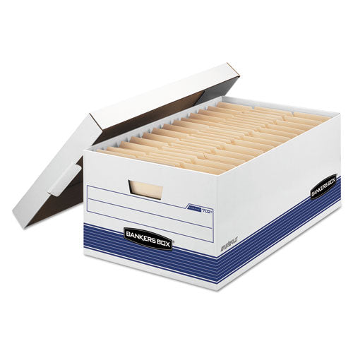 STOR/FILE Medium-Duty Storage Boxes, Legal Files, 15.88" x 25.38" x 10.25", White/Blue, 4/Carton-(FEL0070205)