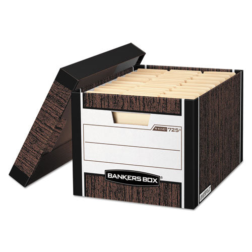 R-KIVE Heavy-Duty Storage Boxes, Letter/Legal Files, 12.75" x 16.5" x 10.38", Woodgrain, 12/Carton-(FEL00725)