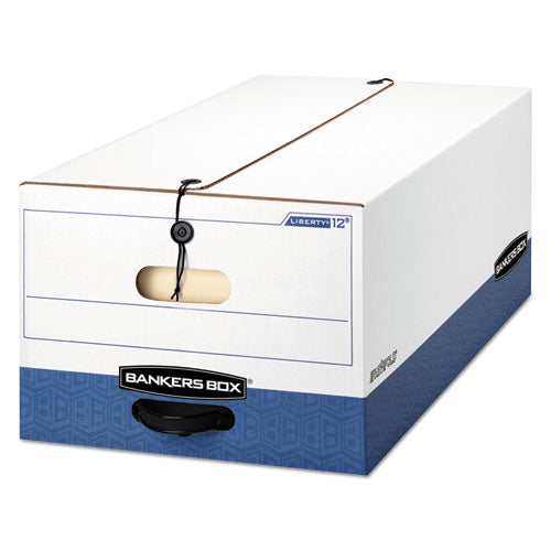 LIBERTY Heavy-Duty Strength Storage Boxes, Legal Files, 15.25" x 24.13" x 10.75", White/Blue, 12/Carton-(FEL00012)