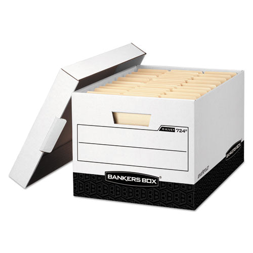 R-KIVE Heavy-Duty Storage Boxes, Letter/Legal Files, 12.75" x 16.5" x 10.38", White/Black, 12/Carton-(FEL00724)