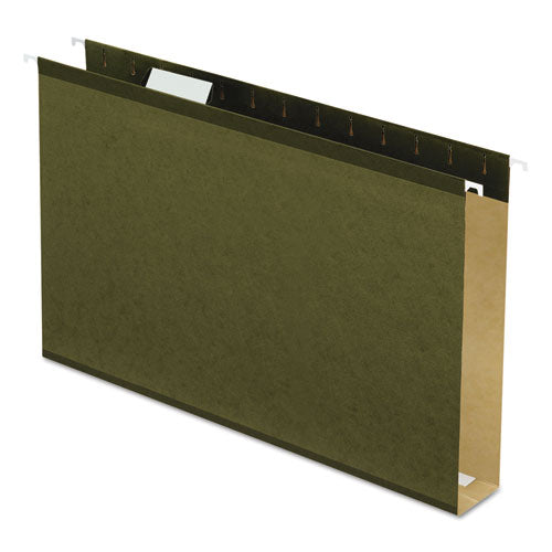 Extra Capacity Reinforced Hanging File Folders with Box Bottom, 2" Capacity, Legal Size, 1/5-Cut Tabs, Green, 25/Box-(PFX4153X2)