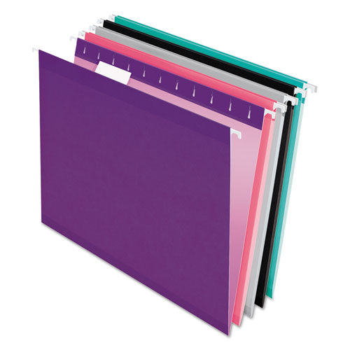 Colored Reinforced Hanging Folders, Letter Size, 1/5-Cut Tabs, Assorted Bold Colors, 25/Box-(PFX415215ASST2)