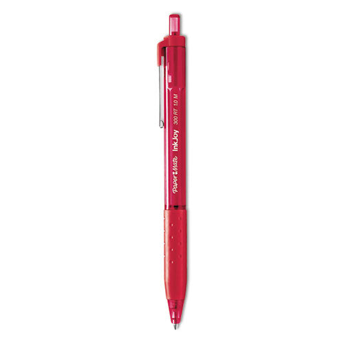 InkJoy 300 RT Ballpoint Pen, Refillable, Retractable, Medium 1 mm, Red Ink, Red Barrel, Dozen-(PAP1951258)