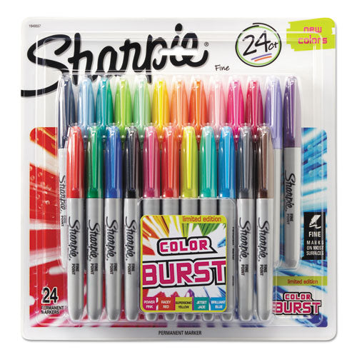 Fine Tip Permanent Marker, Fine Bullet Tip, Assorted Limited Edition Color Burst and Classic Colors, 24/Pack-(SAN1949557)
