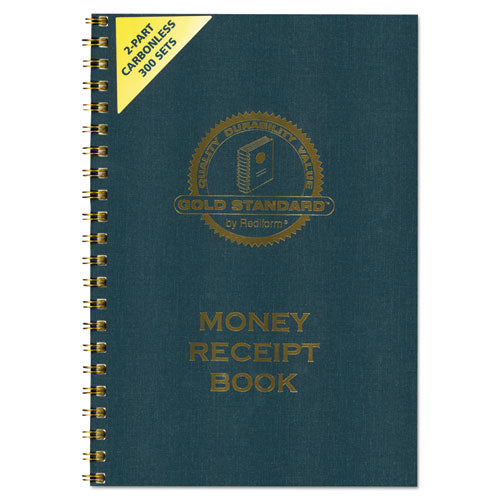 Gold Standard Money Receipt Book, Two-Part Carbonless, 7 x 2.75, 4 Forms/Sheet, 300 Forms Total-(RED8L810)