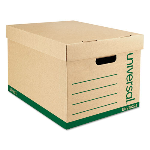 Recycled Heavy-Duty Record Storage Box, Letter/Legal Files, Kraft/Green, 12/Carton-(UNV28224)