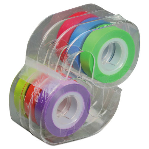 Removable Highlighter Tape, 0.5" x 720", Assorted, 6/Pack-(LEE13888)