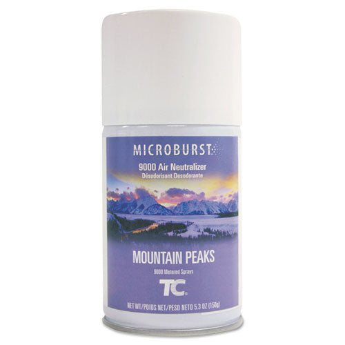 TC Microburst 9000 Air Freshener Refill, Mountain Peaks, 5.3 oz Aerosol Spray, 4/Carton-(RCP4012461)