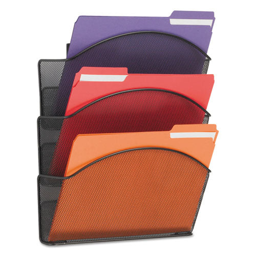 Onyx Mesh Wall Pockets, 3 Sections, Letter Size, 12" x 3.25" x 17.25", Black-(SAF5652BL)