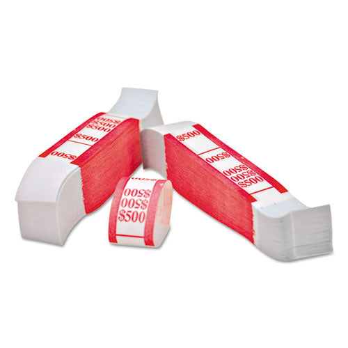 Color-Coded Kraft Currency Straps, $5 Bill, $500, Self-Adhesive, 1000/Pack-(ICX94190063)