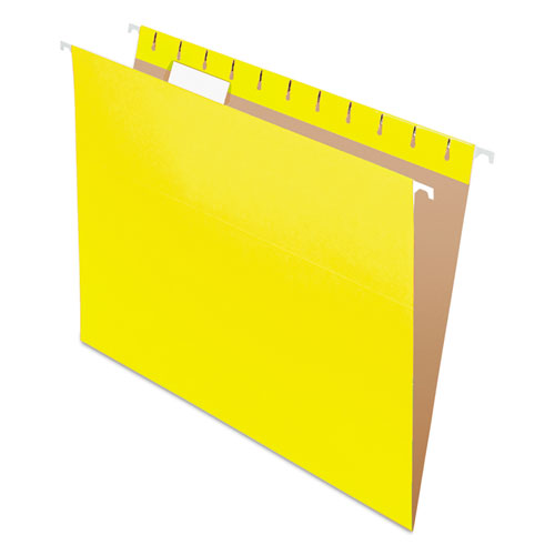 Colored Hanging Folders, Letter Size, 1/5-Cut Tabs, Yellow, 25/Box-(PFX81606)