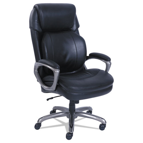 Cosset Big and Tall Executive Chair, Supports Up to 400 lb, 19" to 22" Seat Height, Black Seat/Back, Slate Base-(SRJ48964)