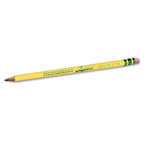 Ticonderoga Laddie Woodcase Pencil with Microban Protection, HB (#2), Black Lead, Yellow Barrel, Dozen-(DIX13304)
