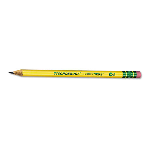 Ticonderoga Beginners Woodcase Pencil with Eraser and Microban Protection, HB (#2), Black Lead, Yellow Barrel, Dozen-(DIX13308)