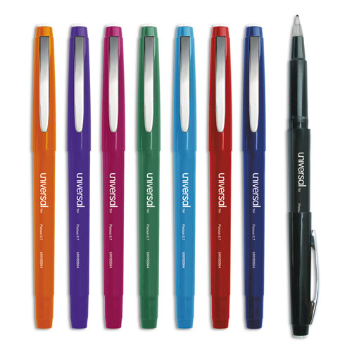 Porous Point Pen, Stick, Medium 0.7 mm, Assorted Ink and Barrel Colors, 8/Pack-(UNV50504)
