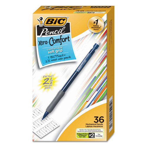 Xtra-Comfort Mechanical Pencil Value Pack, 0.7 mm, HB (#2.5), Black Lead, Assorted Barrel Colors, 36/Pack-(BICMPG36BK)
