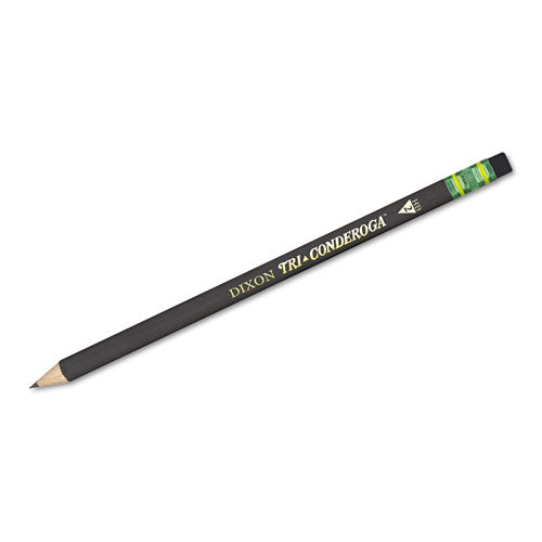 Tri-Conderoga Pencil with Microban Protection, HB (#2), Black Lead, Black Barrel, Dozen-(DIX22500)