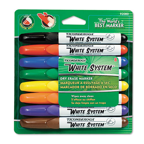 White System Marker, Broad Chisel Tip, Assorted Colors, 8/Set-(DIX92080)