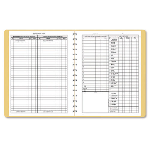 Simplified Monthly Bookkeeping Record, 4 Column Format, Tan Cover, 11 x 8.5 Sheets, 128 Sheets/Book-(DOM612)