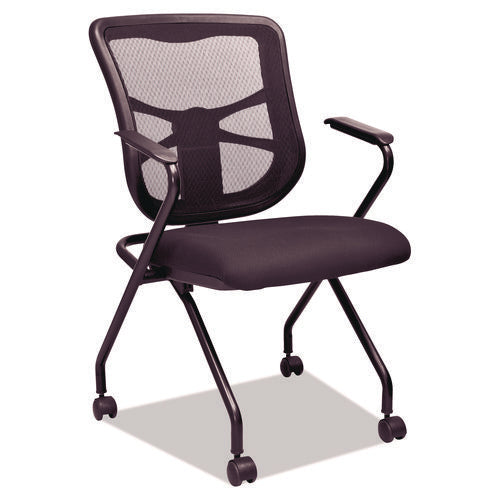 Alera Elusion Mesh Nesting Chairs with Padded Arms, Supports Up to 275 lb, 18.11" Seat Height, Black, 2/Carton-(ALEEL4914)