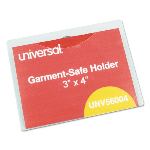 Clear Badge Holders w/Garment-Safe Clips, 3 x 4, White Inserts, 50/Box-(UNV56004)